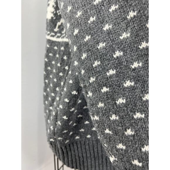 WOOLRICH Gray White Long Sleeve Reindeer Print Wool Blend Cardigan Size XL - Picture 6 of 10